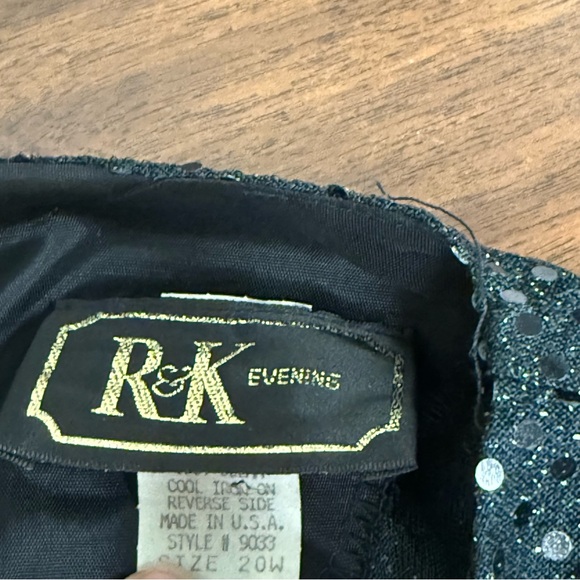 R&K Evenings Black Sequin Metallic Blouse 20W Long Sleeve Party Holiday Top - Picture 6 of 8